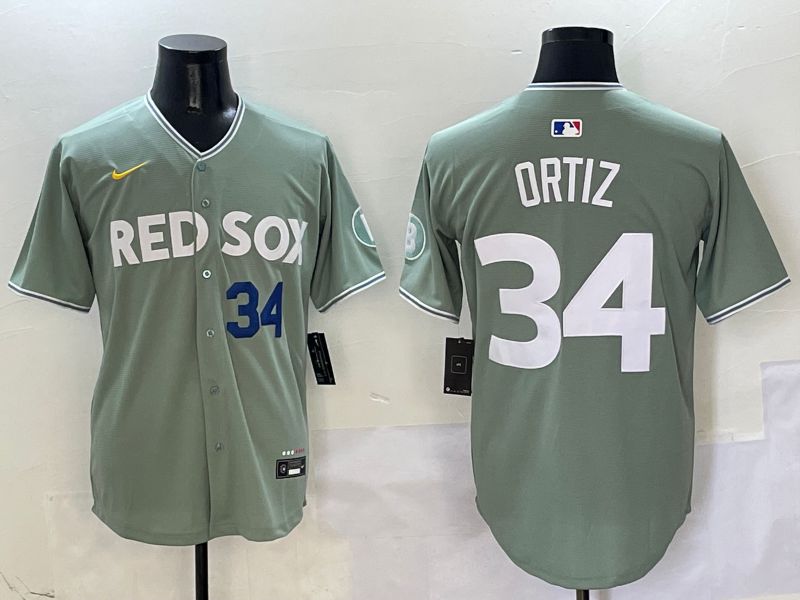 Men Boston Red Sox #34 Ortiz Green Joint Name Game Nike 2025 MLB Jersey style 4
